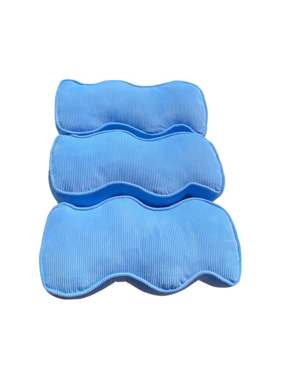 New Pillowfort Set of 3 Blue Corduroy Wavy Cushions, 20" x 8" x 4"